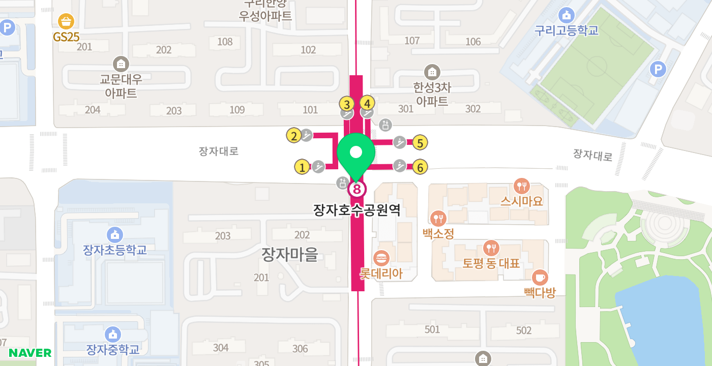 장자호수공원역 위치 지도