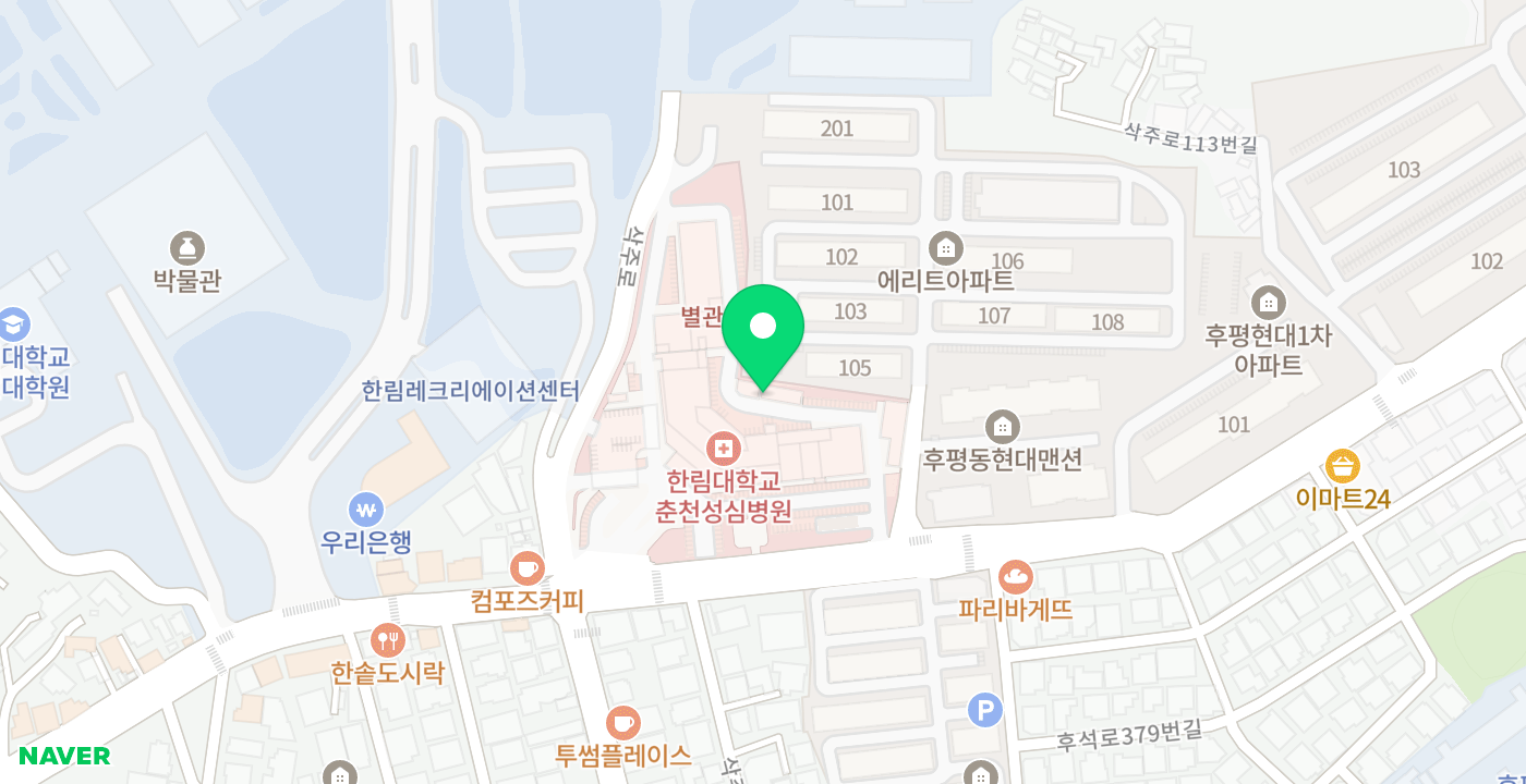 춘천성심병원 위치 지도