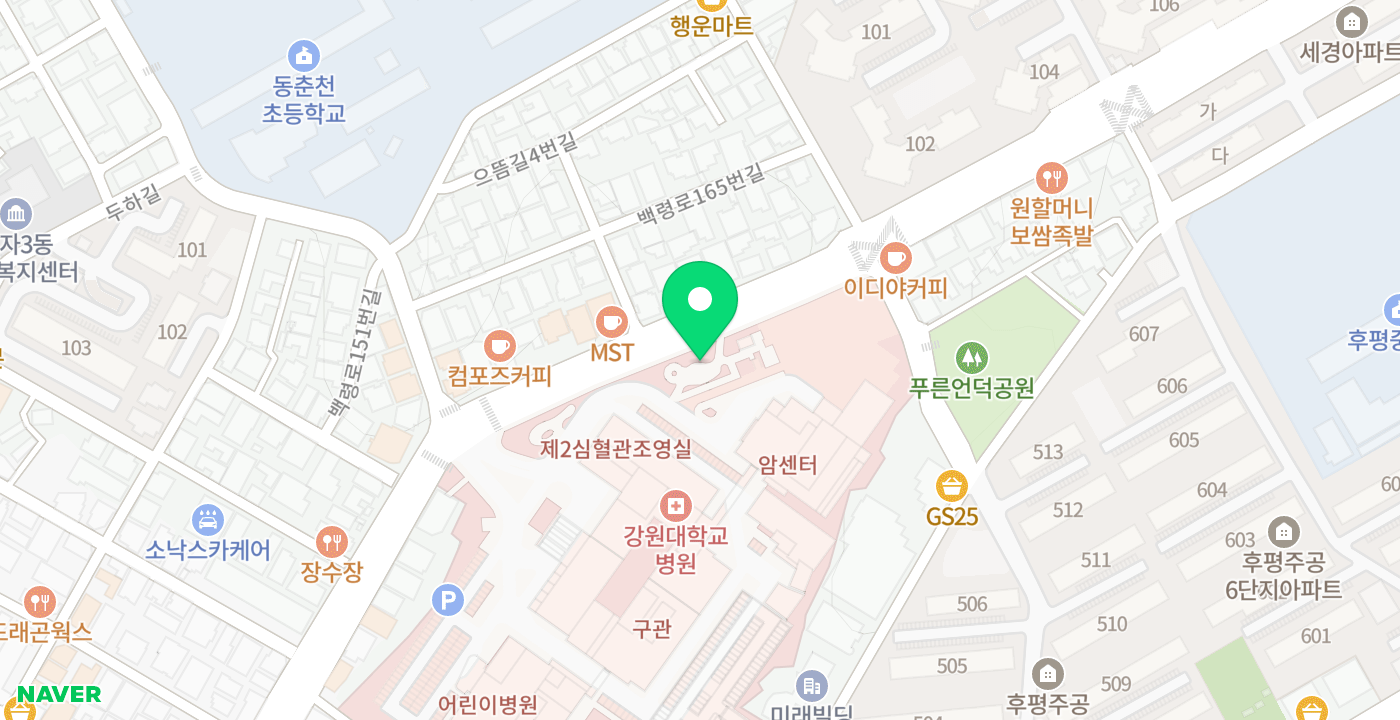 강원대학교병원 위치 지도