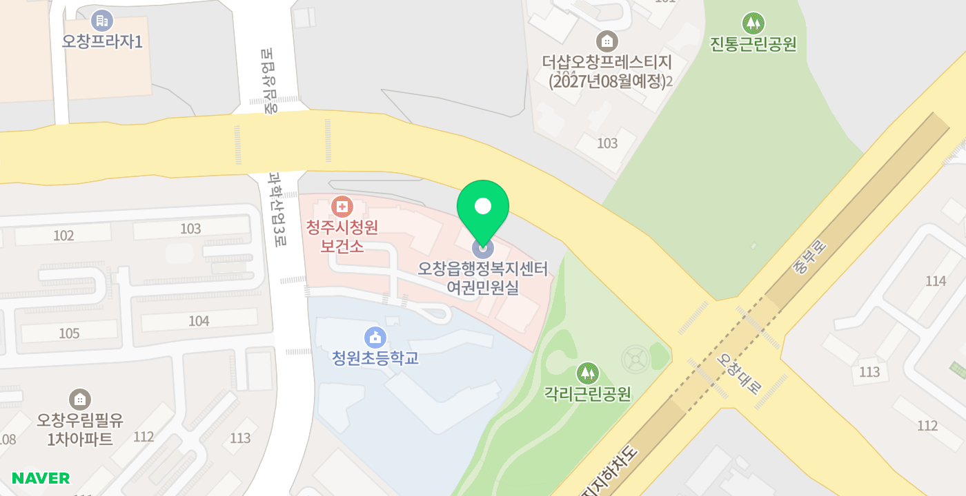 오창읍 생활환경과 내부 위치 지도