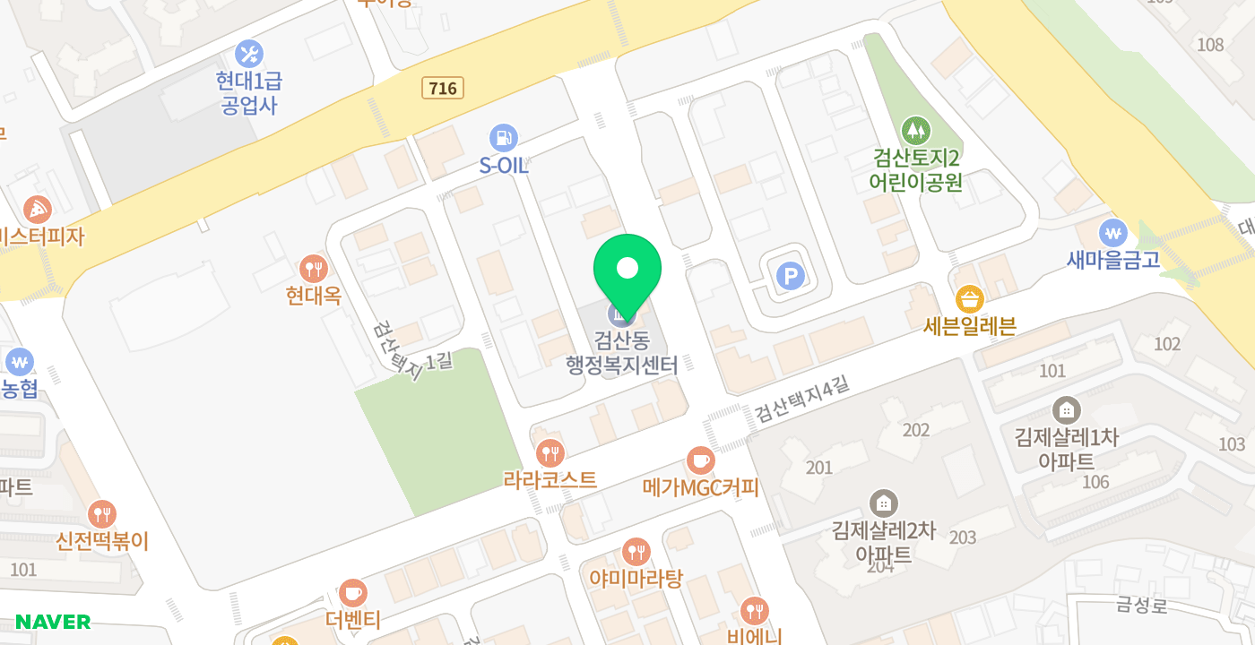 검산동 위치 지도