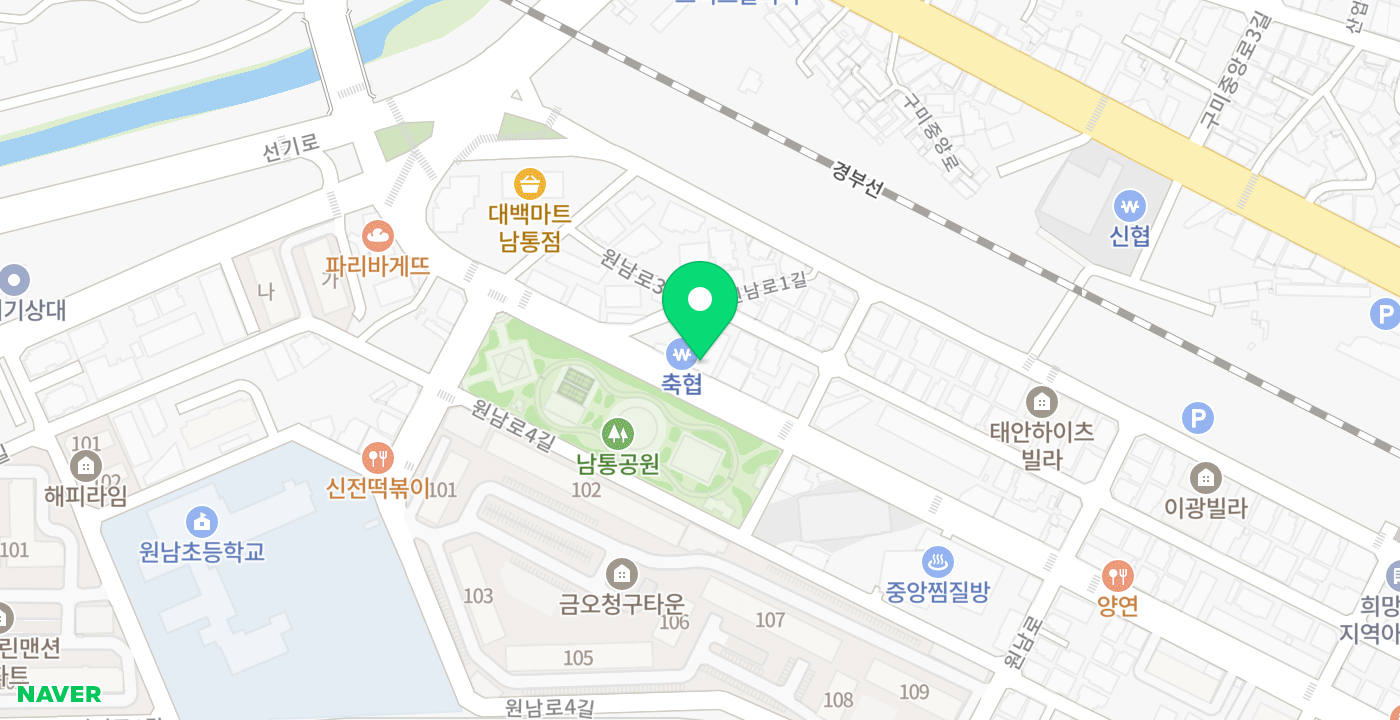 구미칠곡축협 남통지점 위치 지도