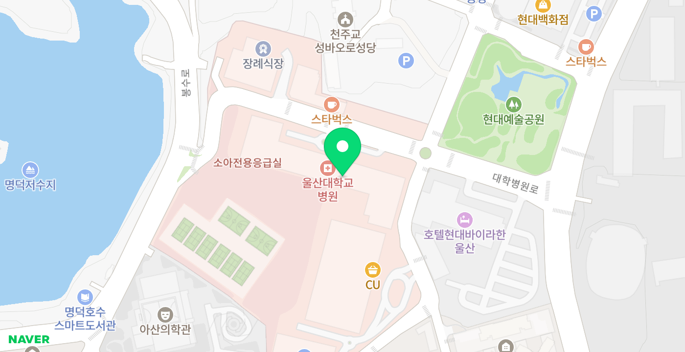 울산대학교병원 권역응급의료센터 위치 지도