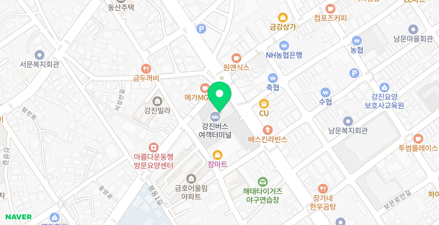 강진버스여객터미널 위치 지도