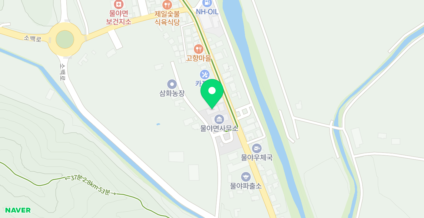 물야면사무소 위치 지도