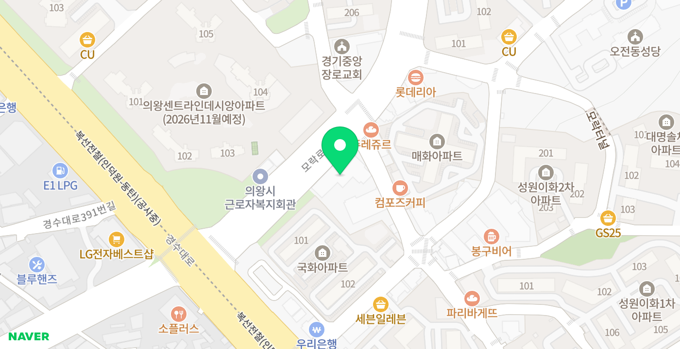 의왕오전농협365코너 위치 지도