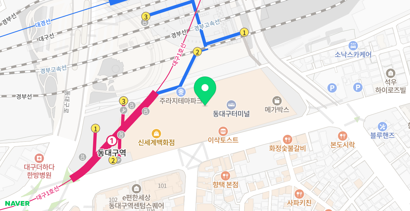 동대구복합환승센터 위치 지도