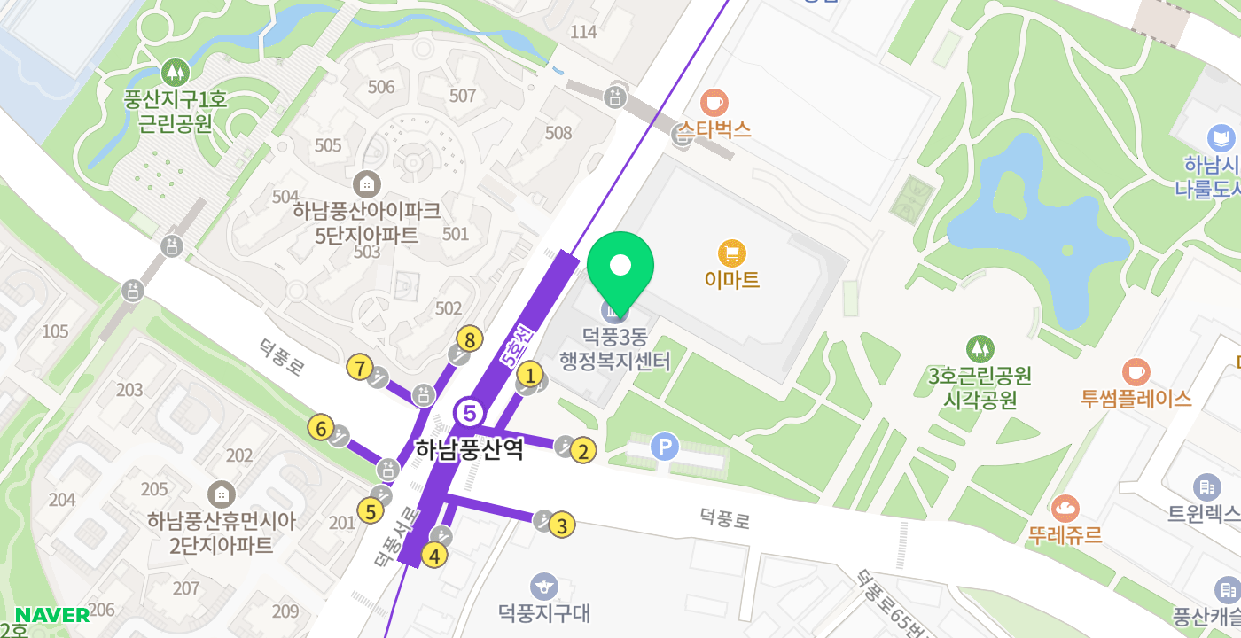 덕풍3동행정복지센터 위치 지도