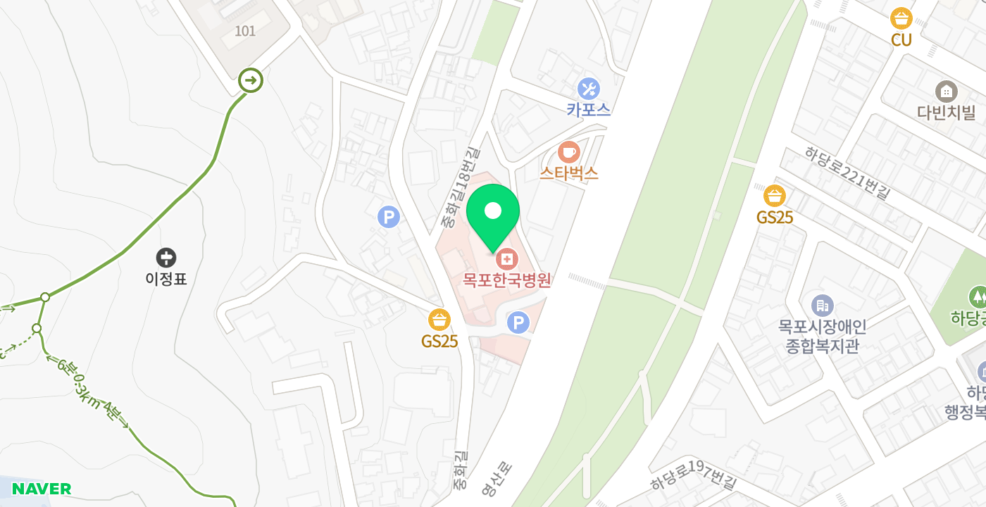 목포한국병원 위치 지도
