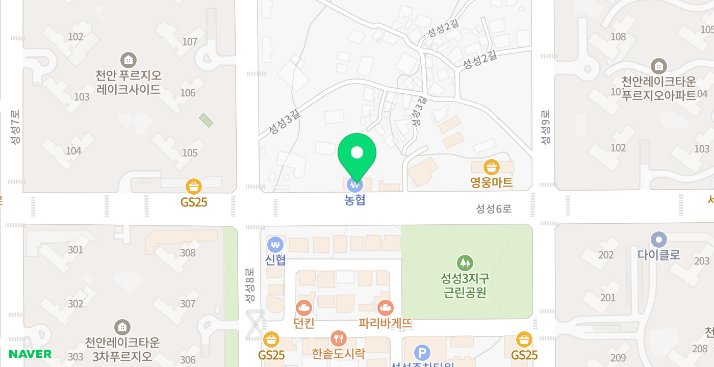 천안배농협 성성레이크지점 위치 지도