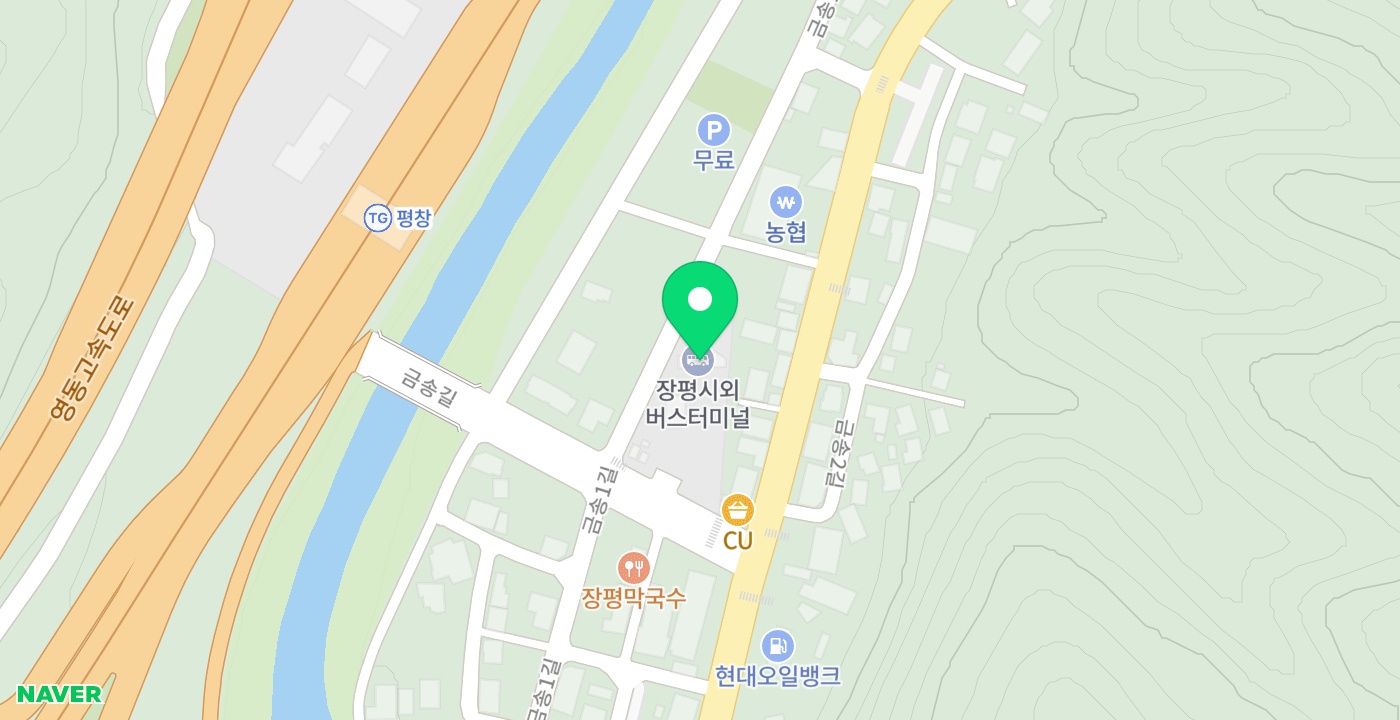 장평터미널 위치 지도