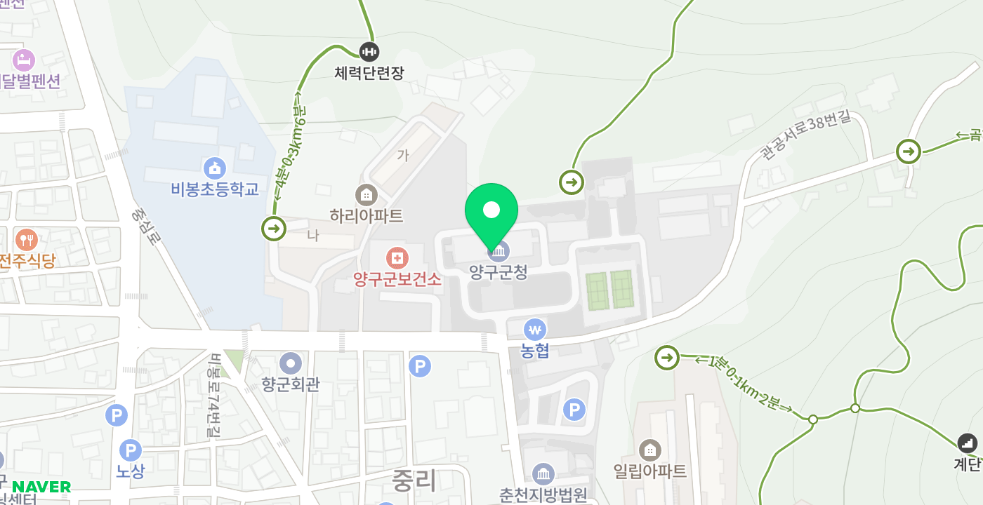 양구군청 위치 지도