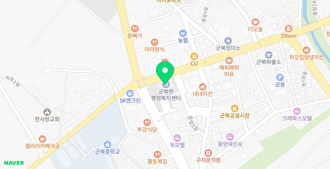 군북면사무소 위치 지도