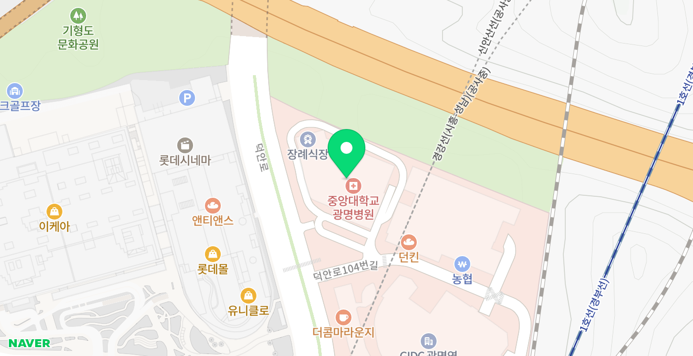 중앙대학교 광명병원 위치 지도