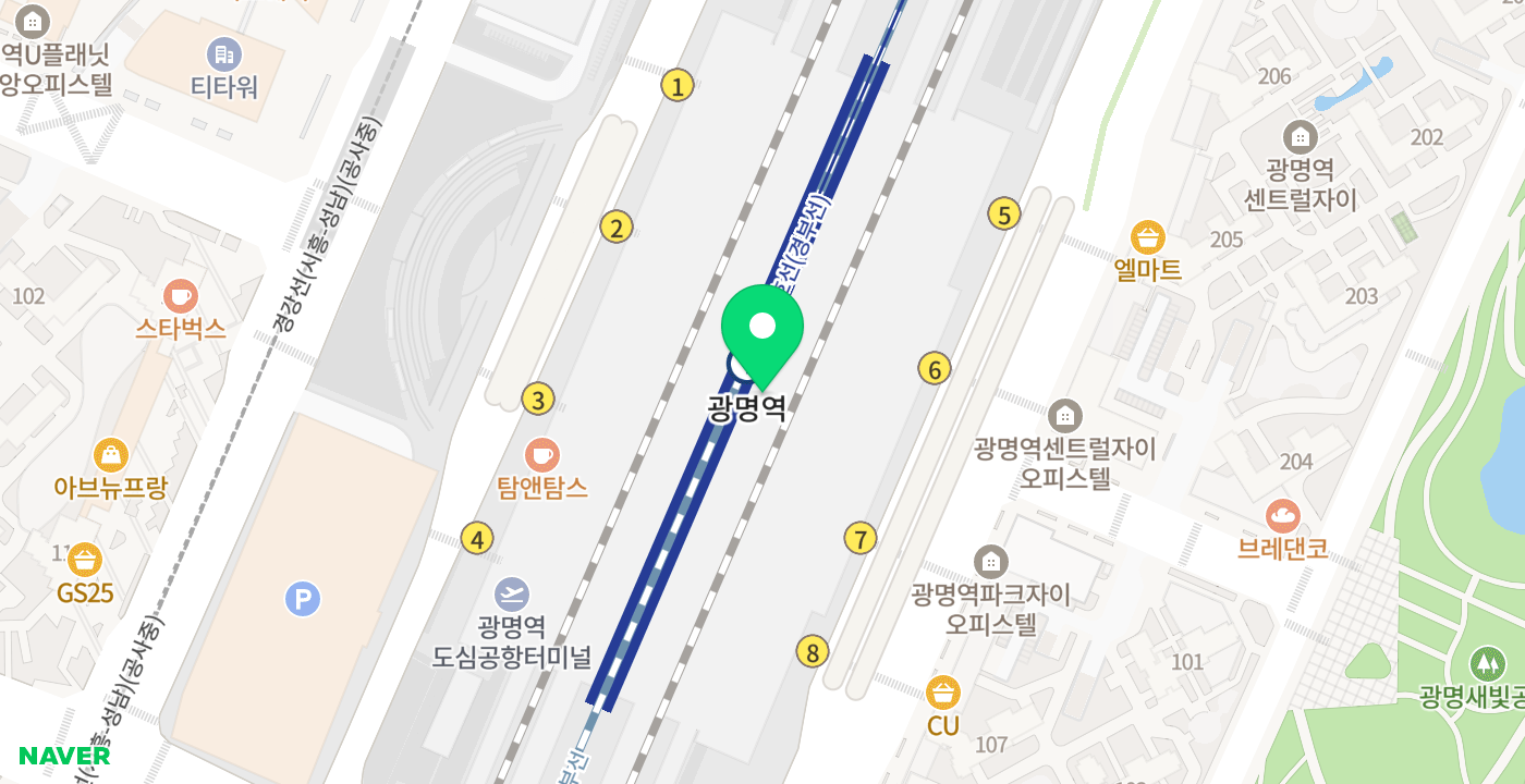 KTX광명역 위치 지도