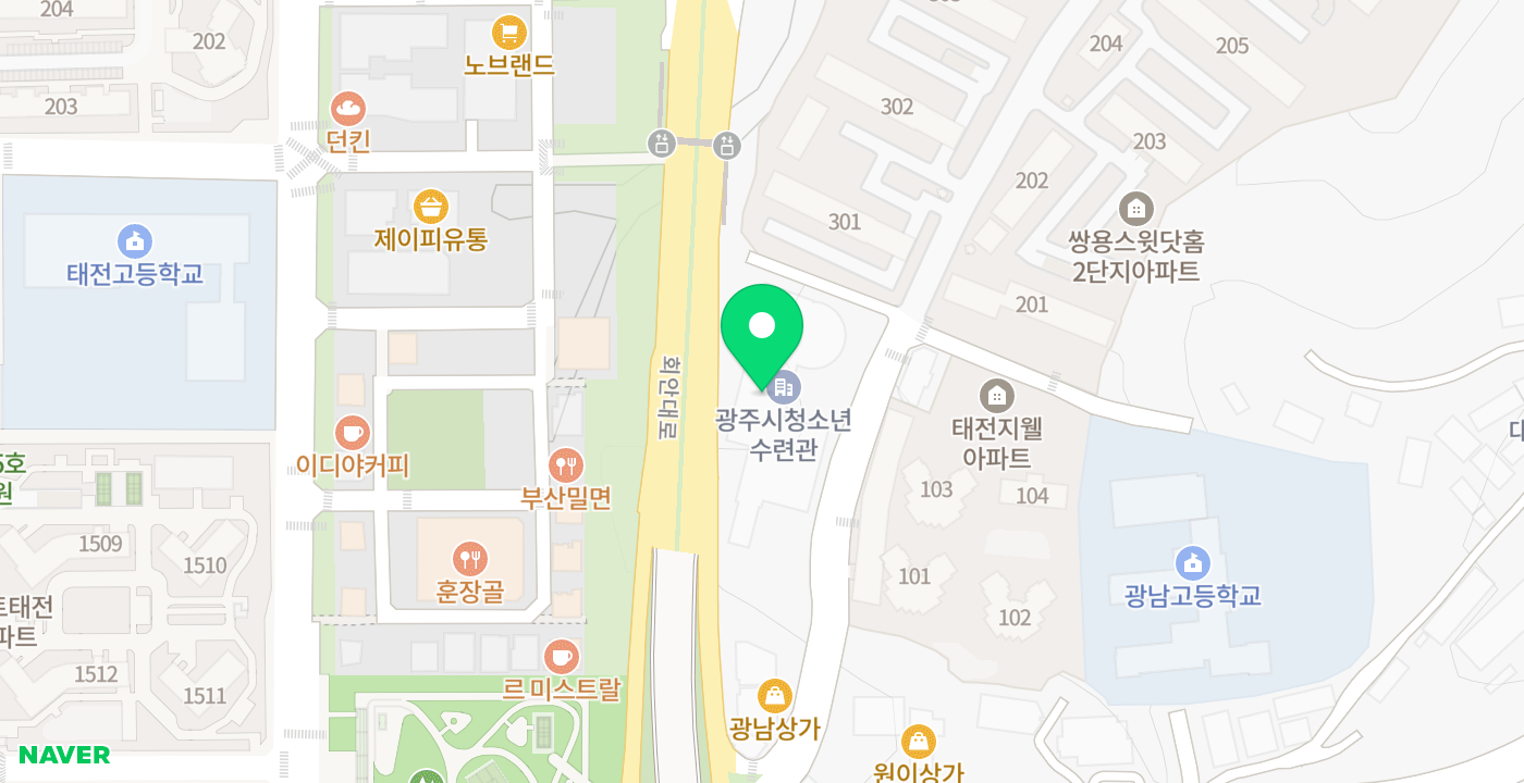 광주시 청소년수련관 위치 지도
