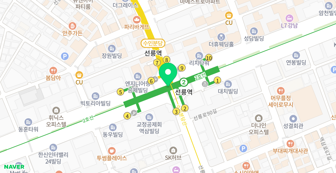 선릉역2 위치 지도