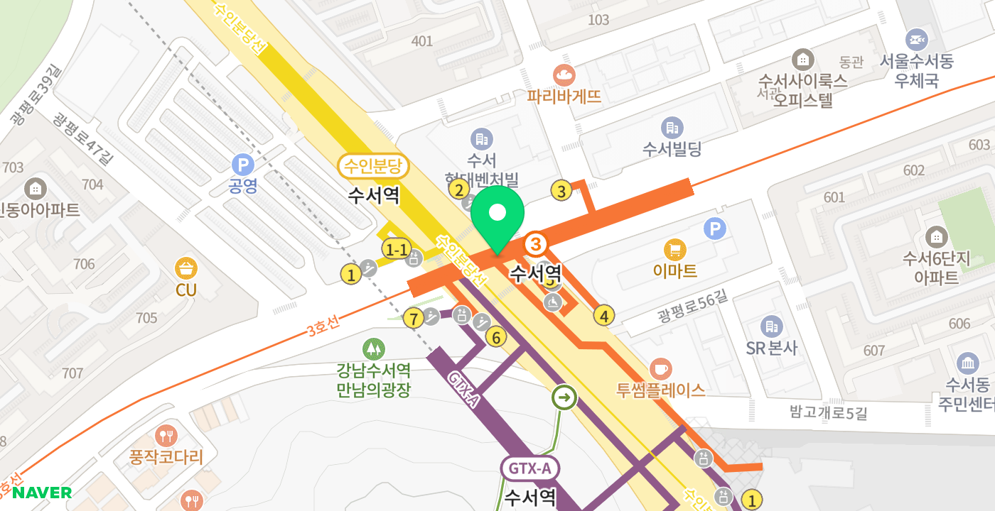 수서역(3번 출구) 위치 지도