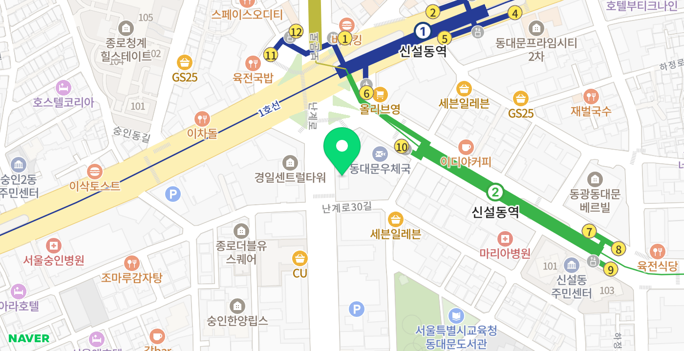 동대문우체국 위치 지도