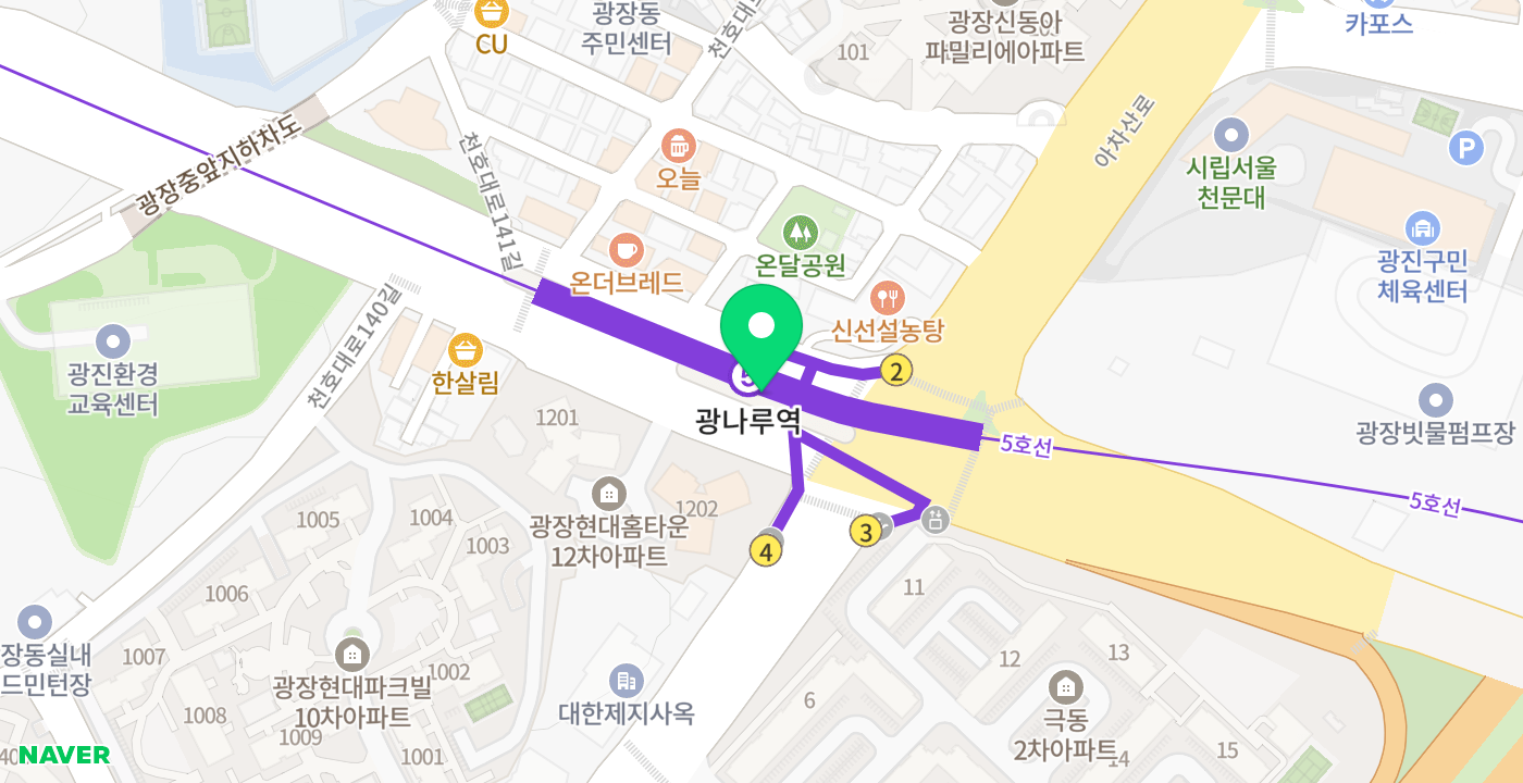 광나루역 위치 지도