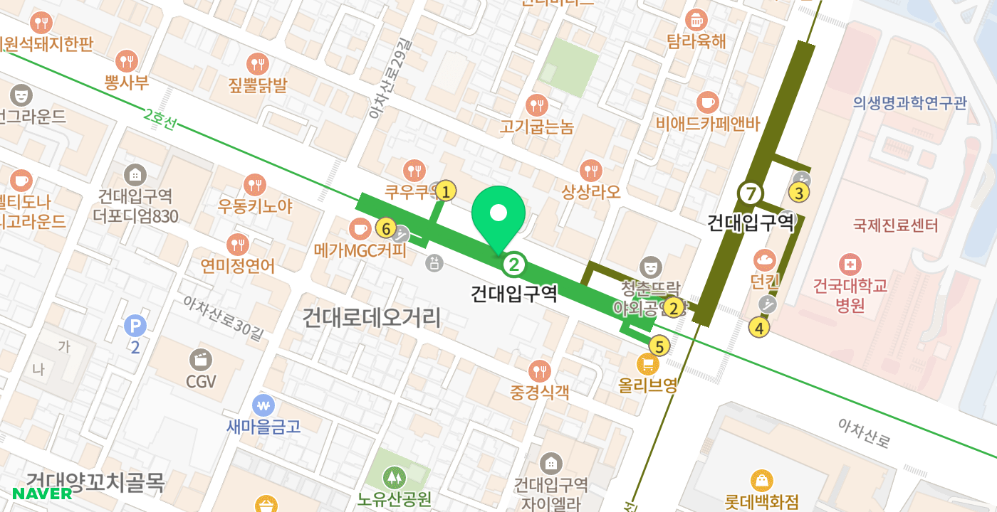 건대입구역 위치 지도