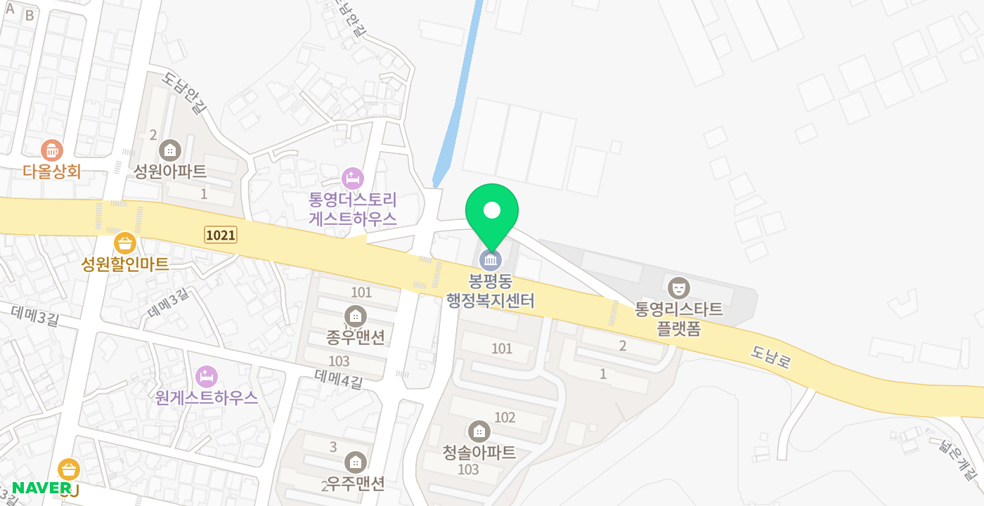 봉평동주민센터 위치 지도