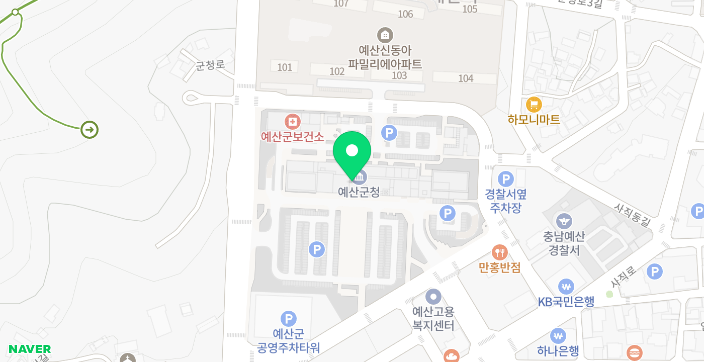 예산군청옥외 위치 지도