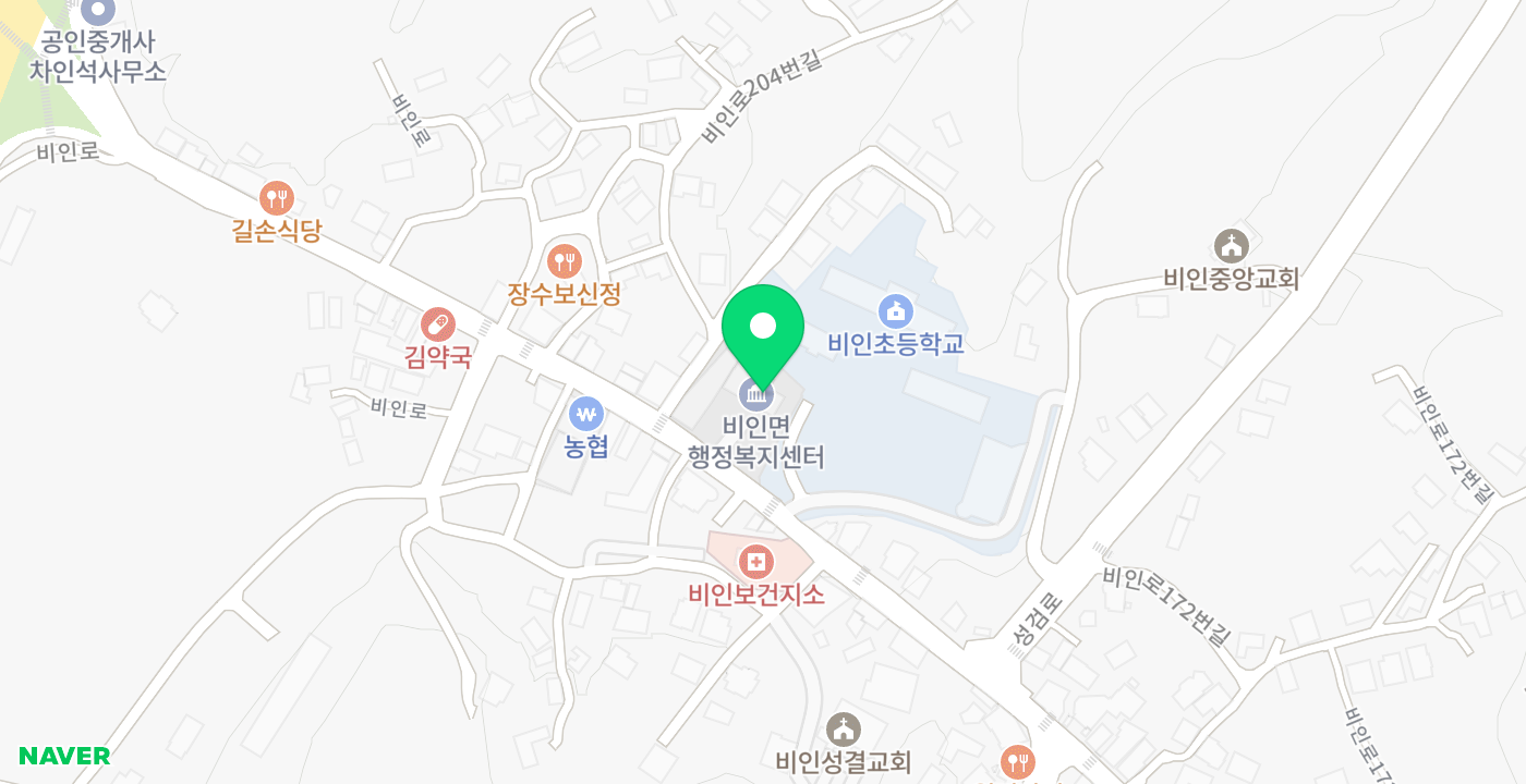 비인면 행정복지센터 위치 지도