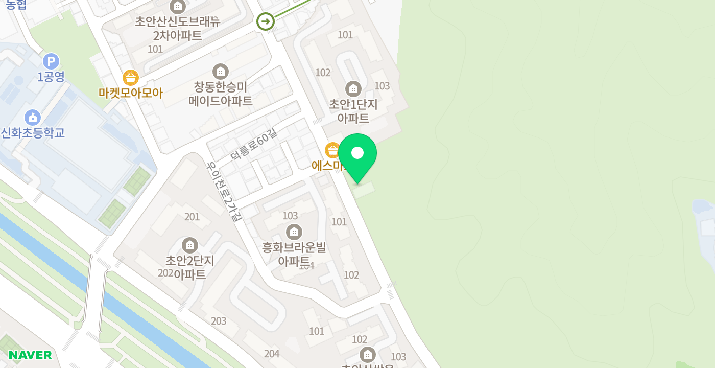 초안산숲속작은도서관 위치 지도