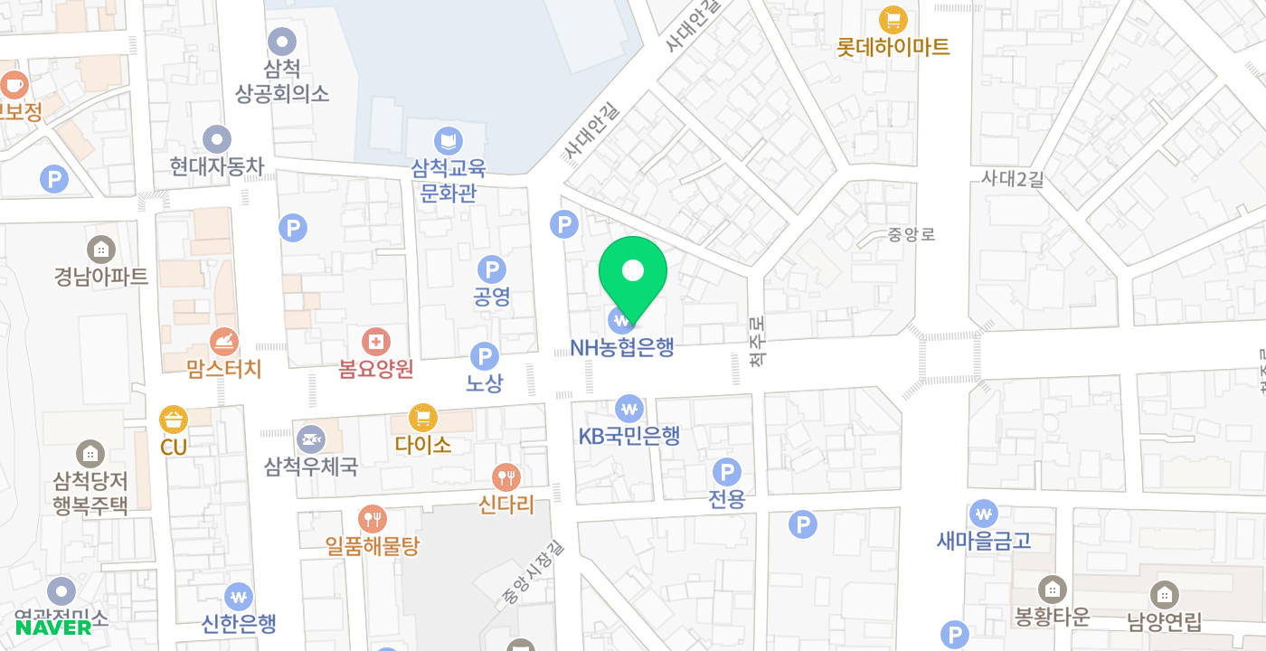 농협은행 삼척시지부 위치 지도