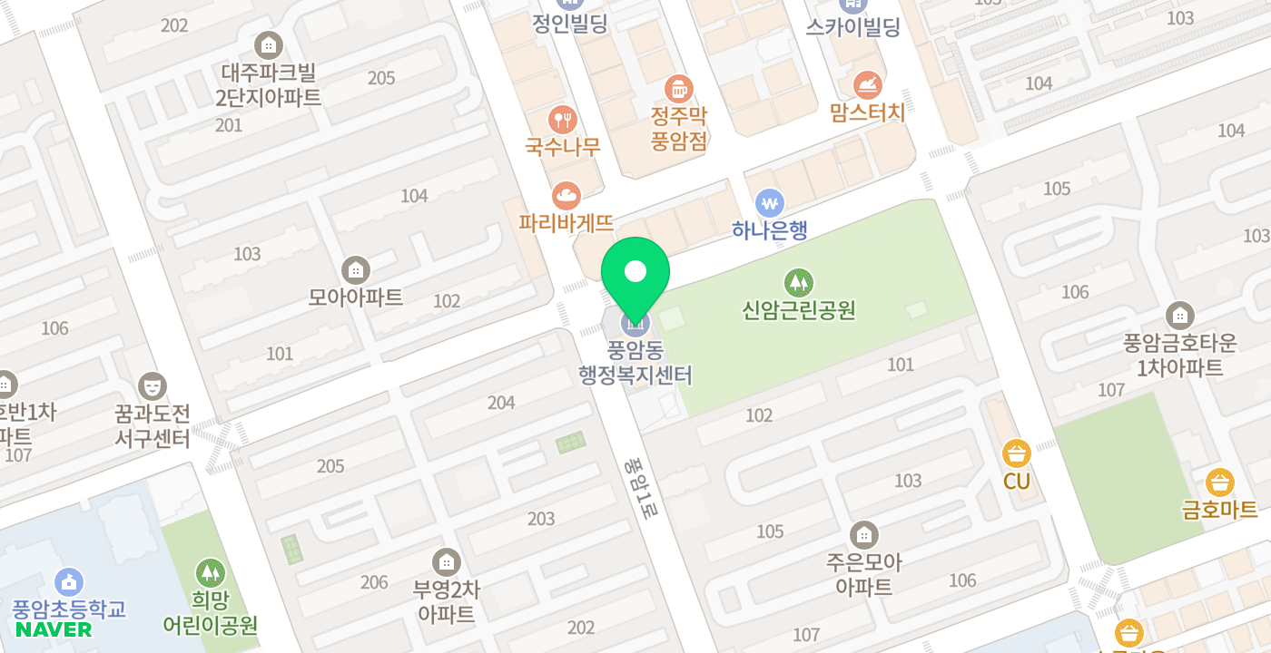풍암동주민센터 위치 지도