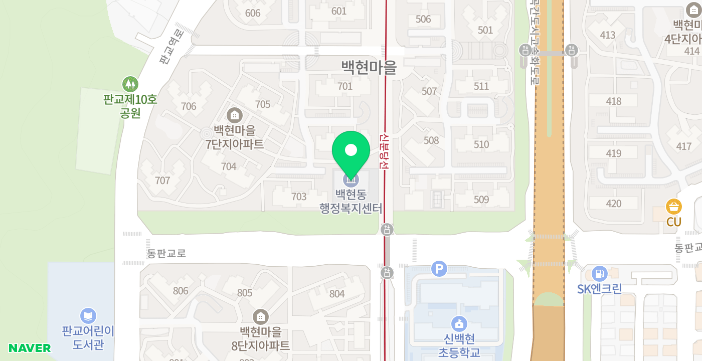 백현동  행정복지센터 위치 지도