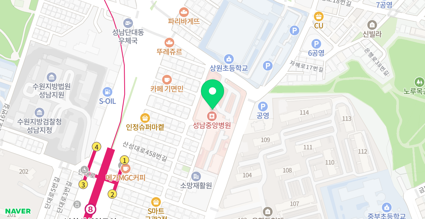 성남 중앙병원 위치 지도