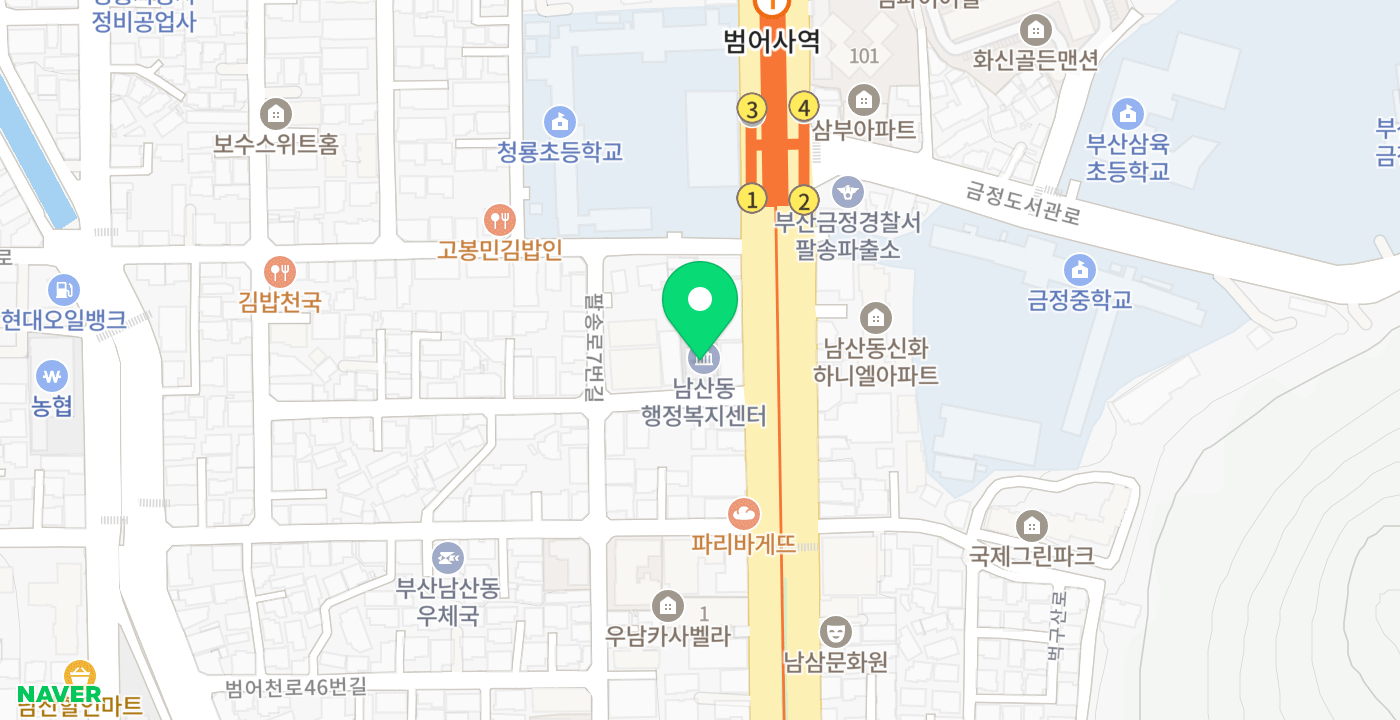 남산동행정복지센터 위치 지도