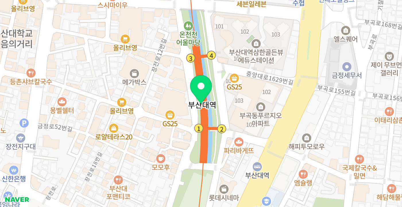 부산대지하철역 위치 지도