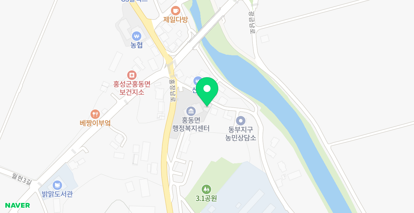 홍동면 행정복지센터(24시 옥외용) 위치 지도