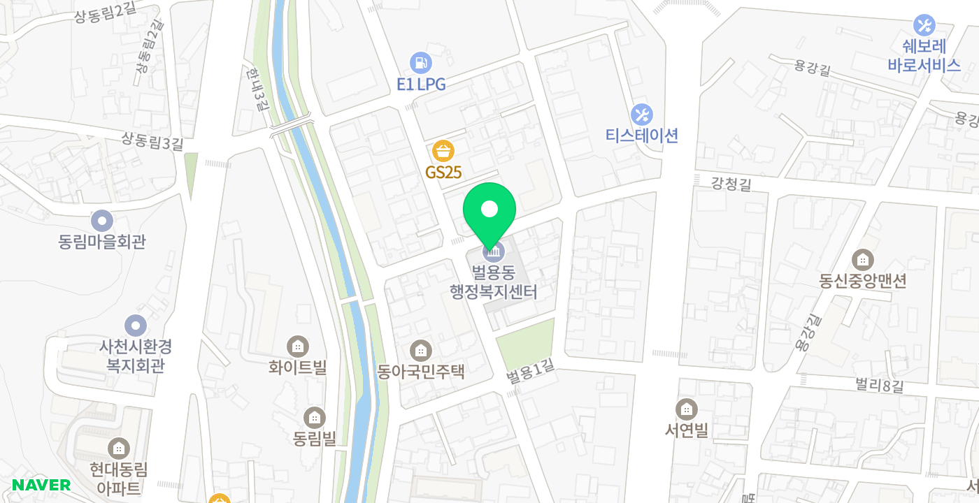 벌용동행정복지센터(옥외) 위치 지도