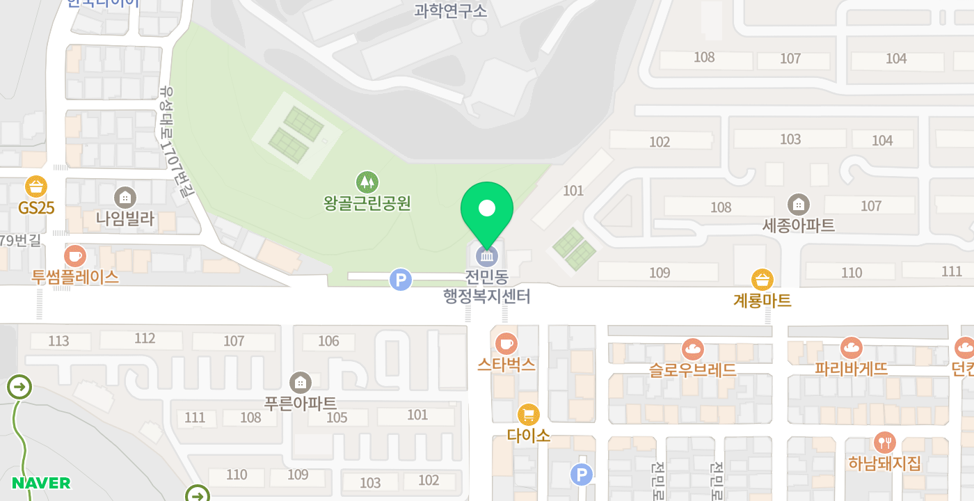 전민동 위치 지도