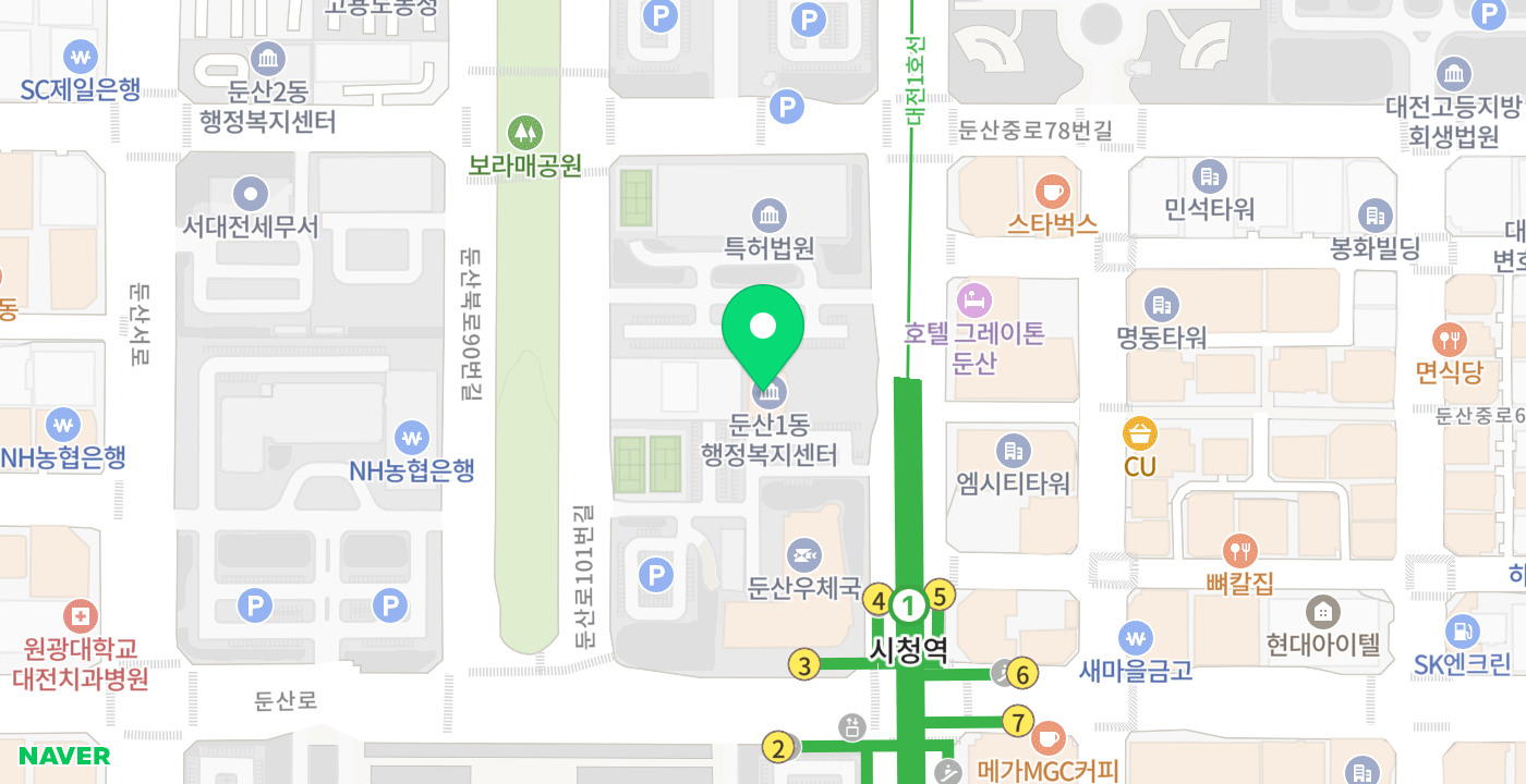 둔산1동행정복지센터 위치 지도