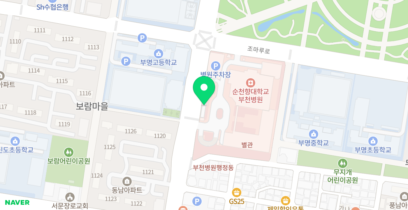 부천순천향병원 위치 지도