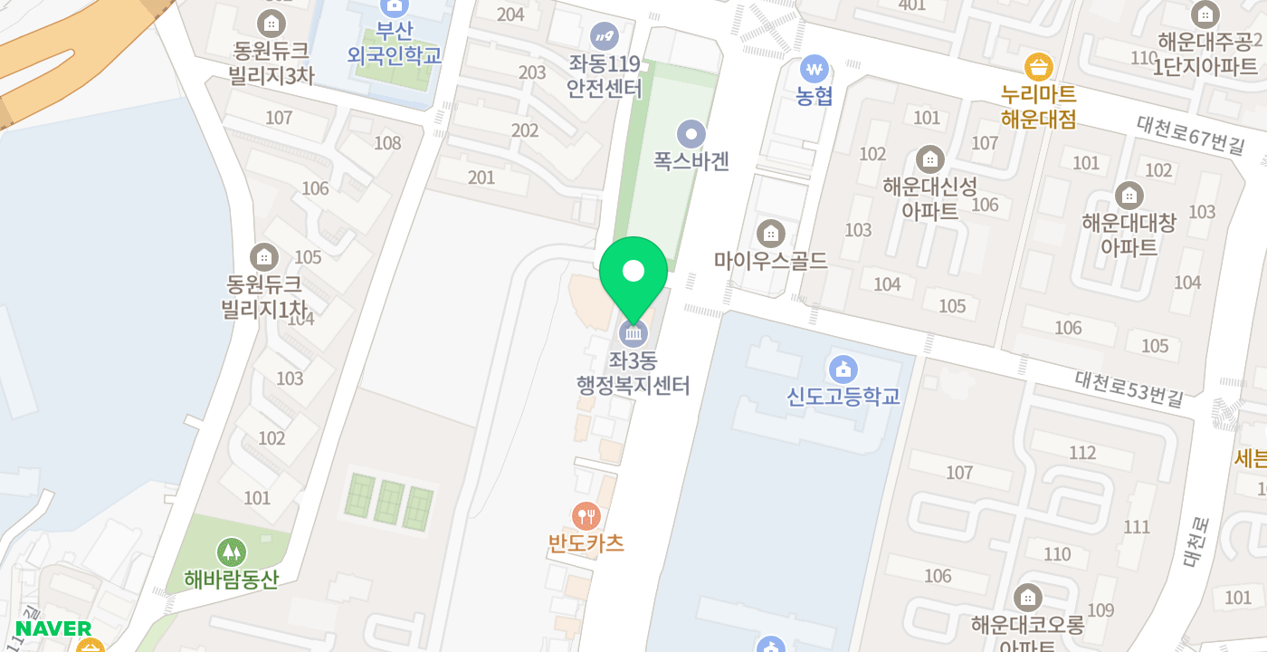 좌3동 행정복지센터 위치 지도