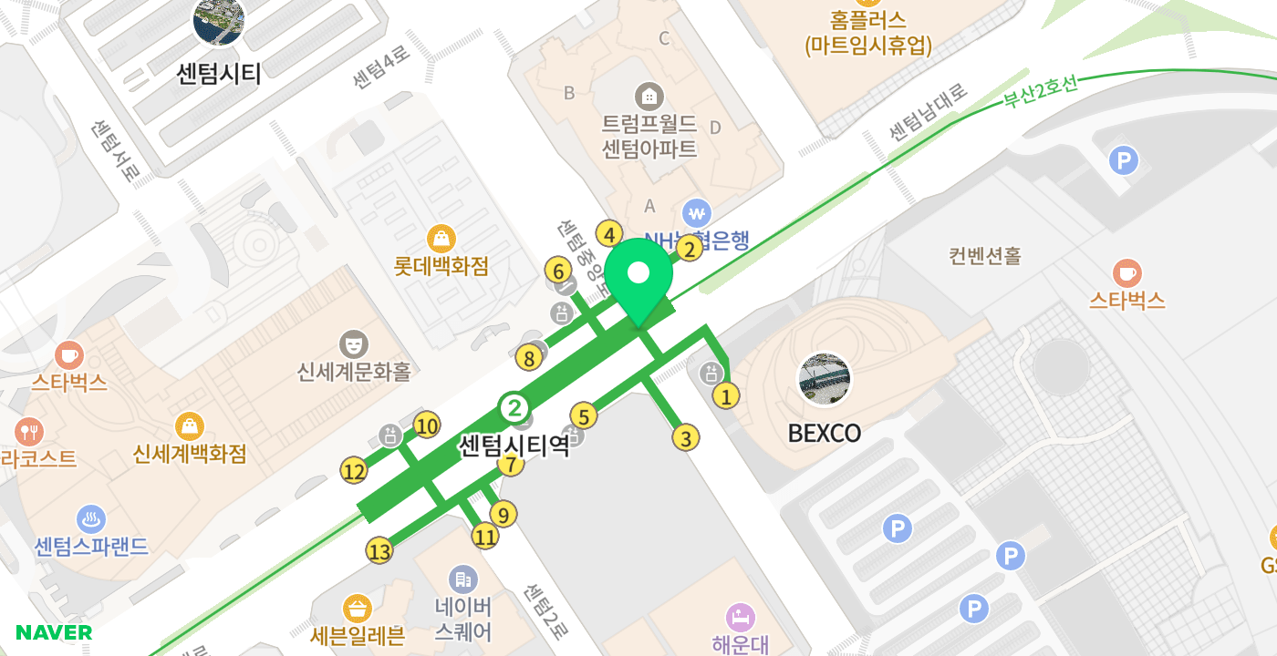 센텀시티지하철역 위치 지도
