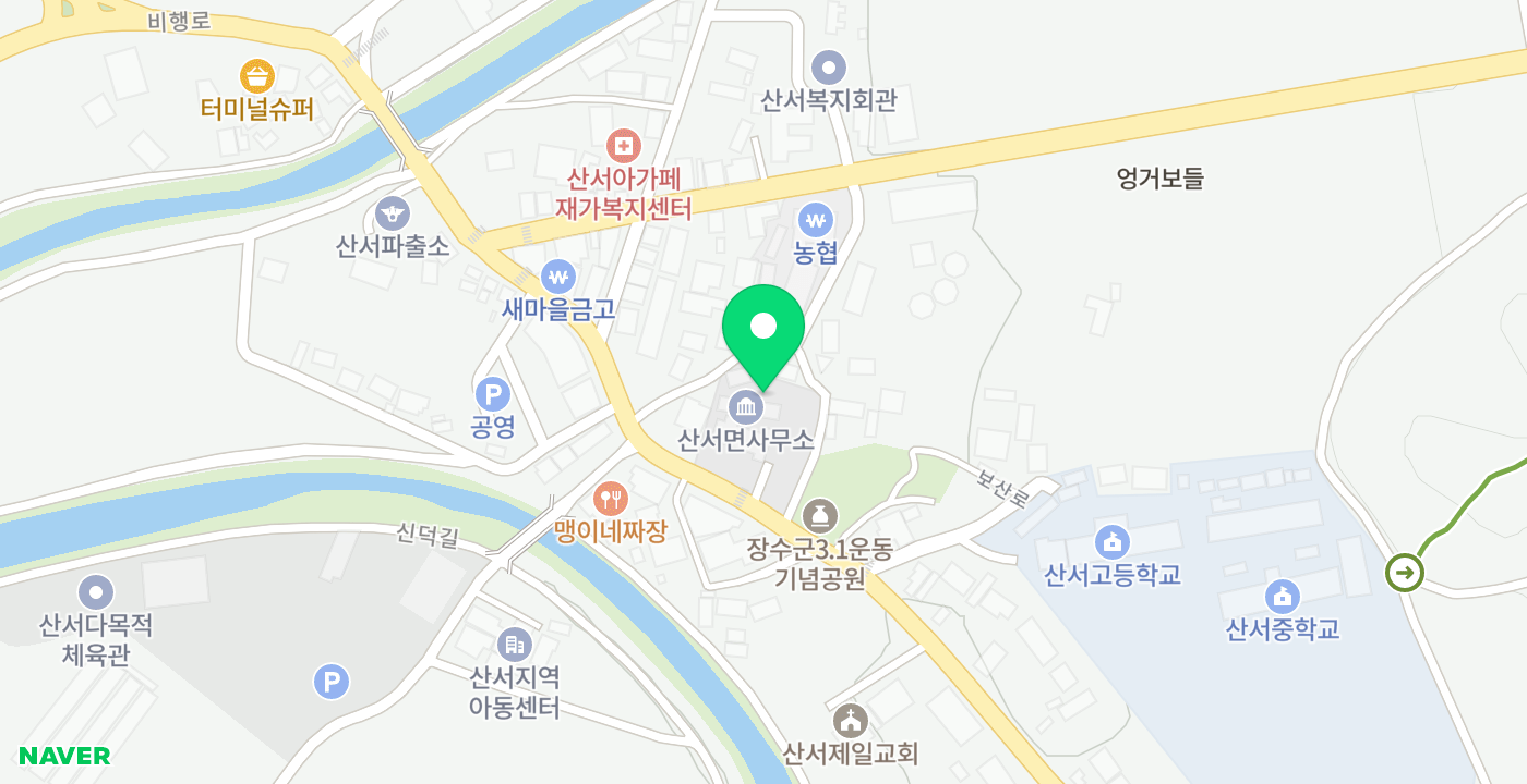 산서면사무소 위치 지도