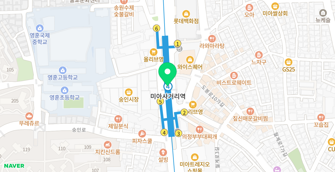 미아사거리역 위치 지도
