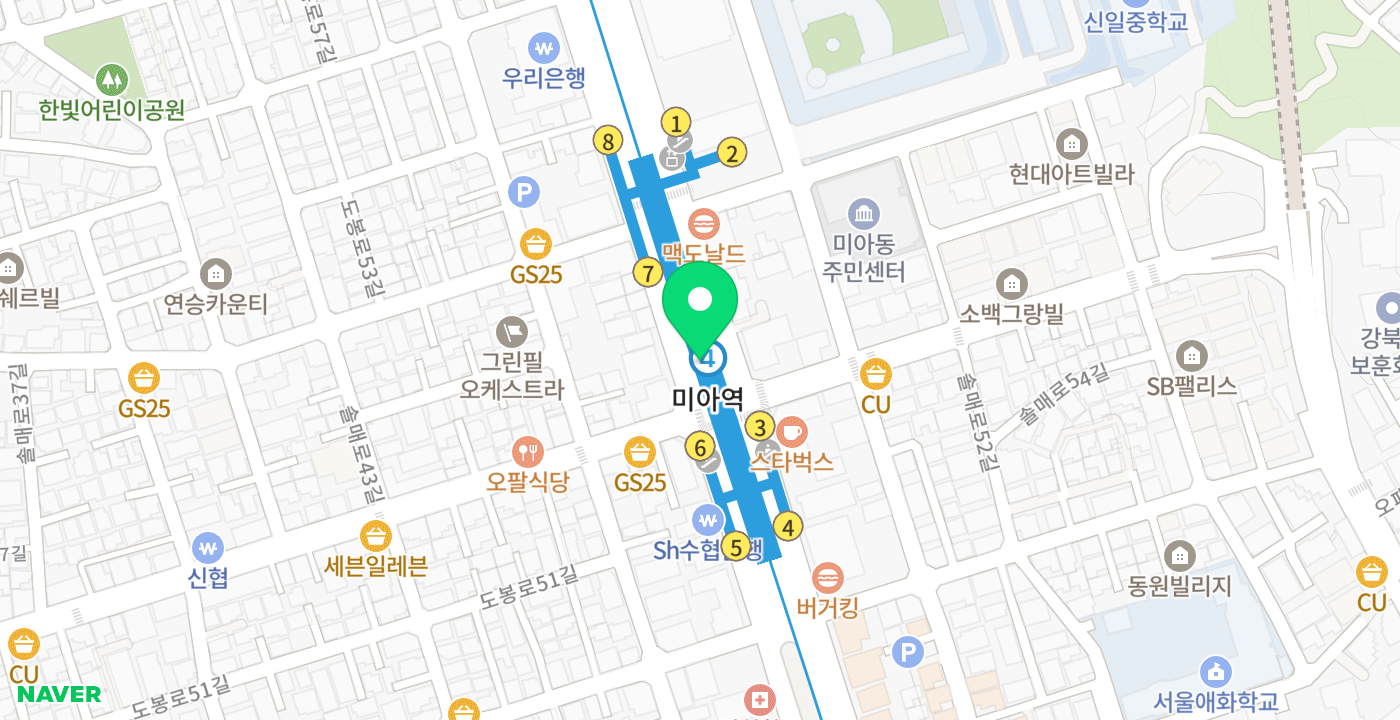미아역 위치 지도