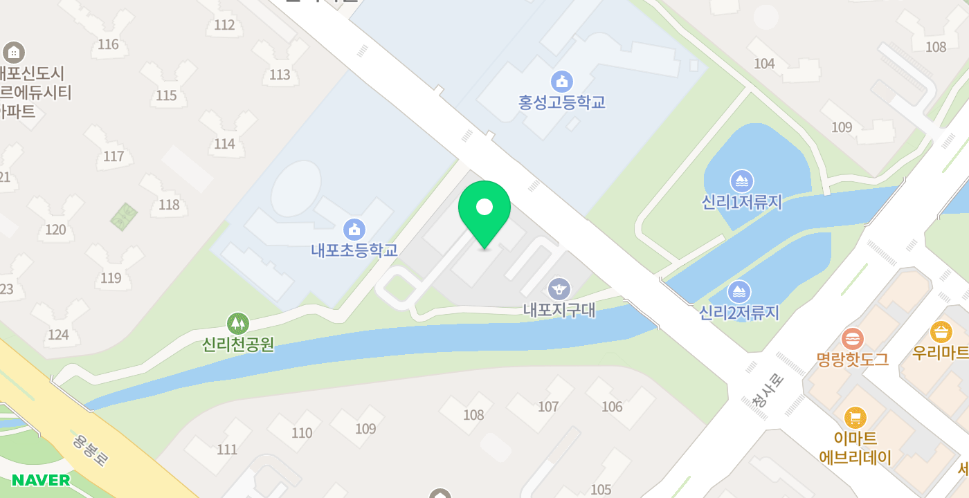 홍북읍주민복합지원센터(24시옥외용) 위치 지도