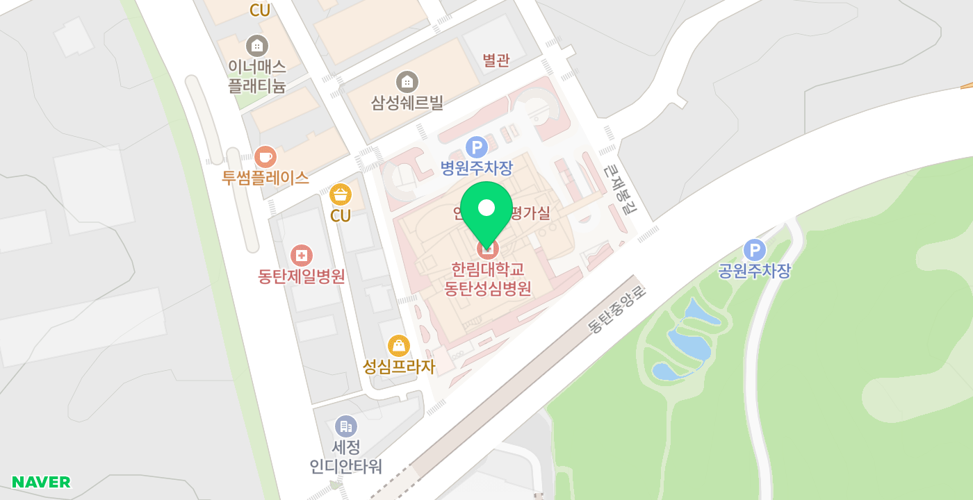 동탄한림대병원(동탄1동) 위치 지도