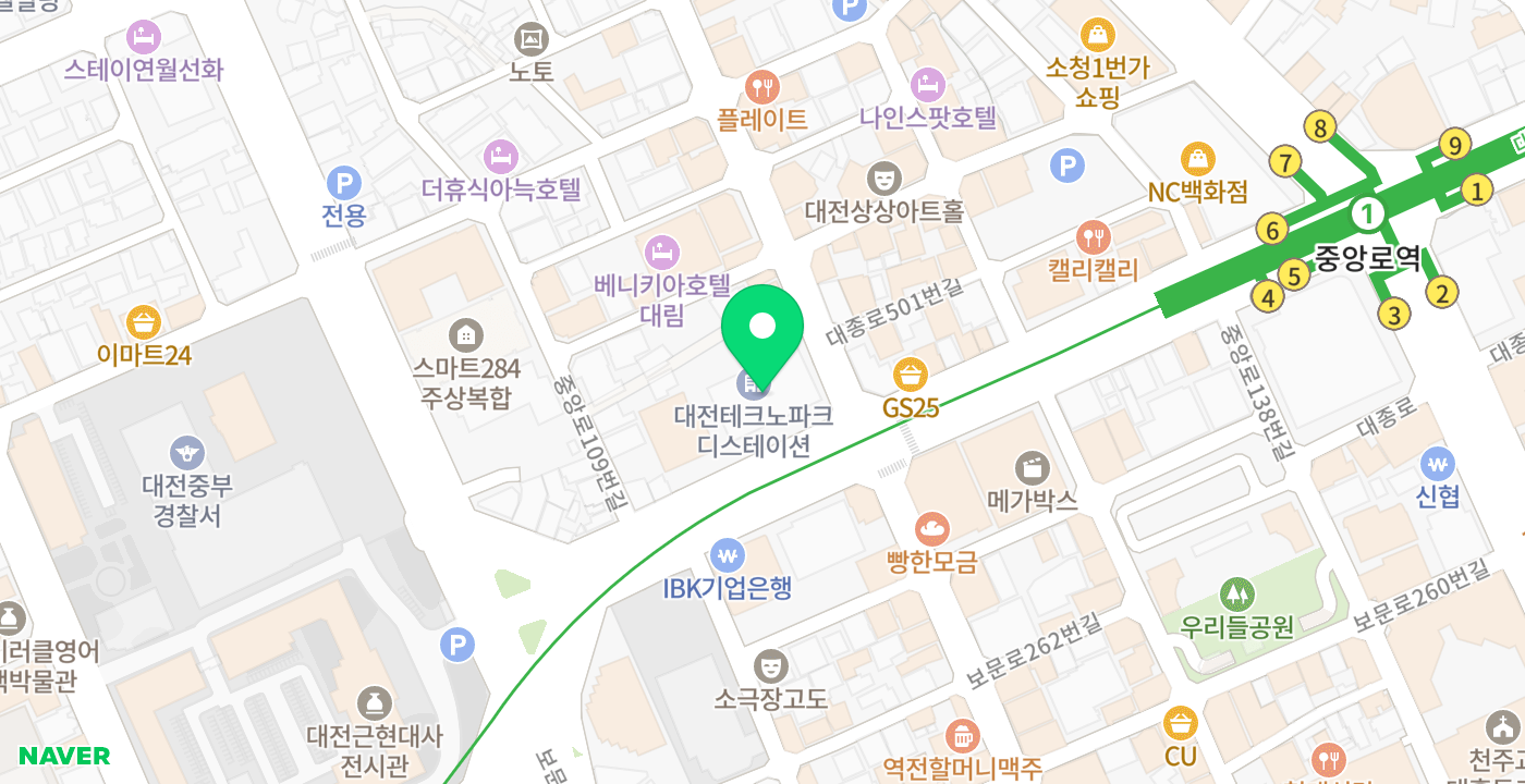 대전테크노파크 위치 지도
