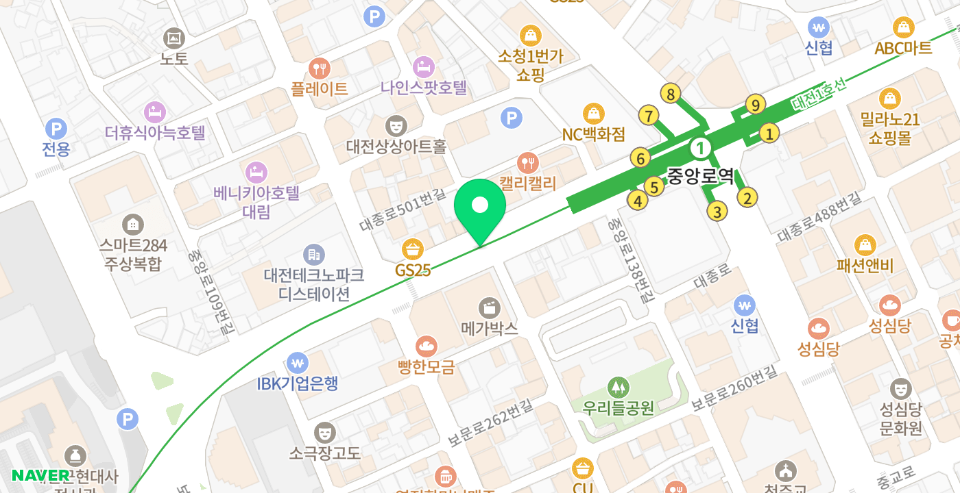 지하상가 A구역 위치 지도