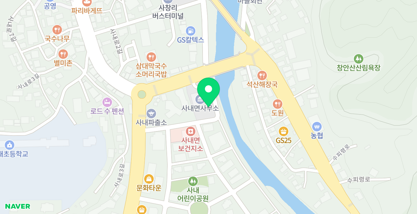 사내면사무소 위치 지도
